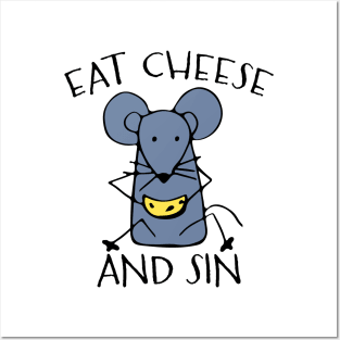 eat cheese and sin vintage Posters and Art